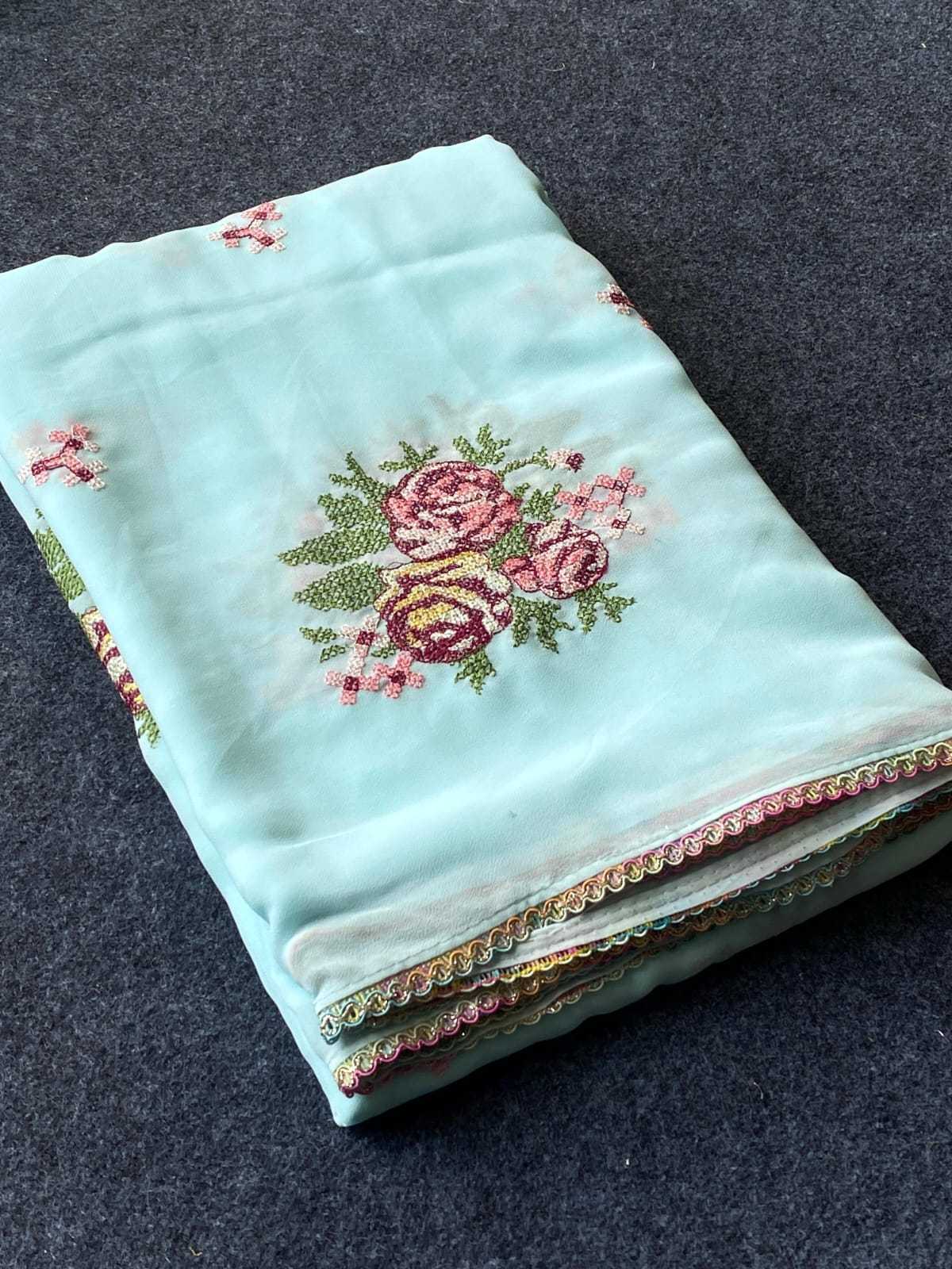 Ynf Georgette Satin KESH249 1017 Sarees Wholesale Butta Sarees Kashmiri Sarees Festive Sarees Manufacturer- Kapda Export