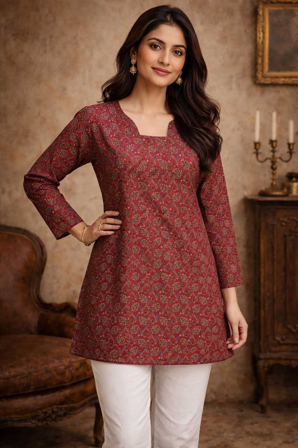 Ynf Heavy Muslin RIN227 RJ-7 Kurti Western Wears Festive Collections Wholesale Tops Printed Kurtis One Piece Dress Manufacturer- Kapda Export