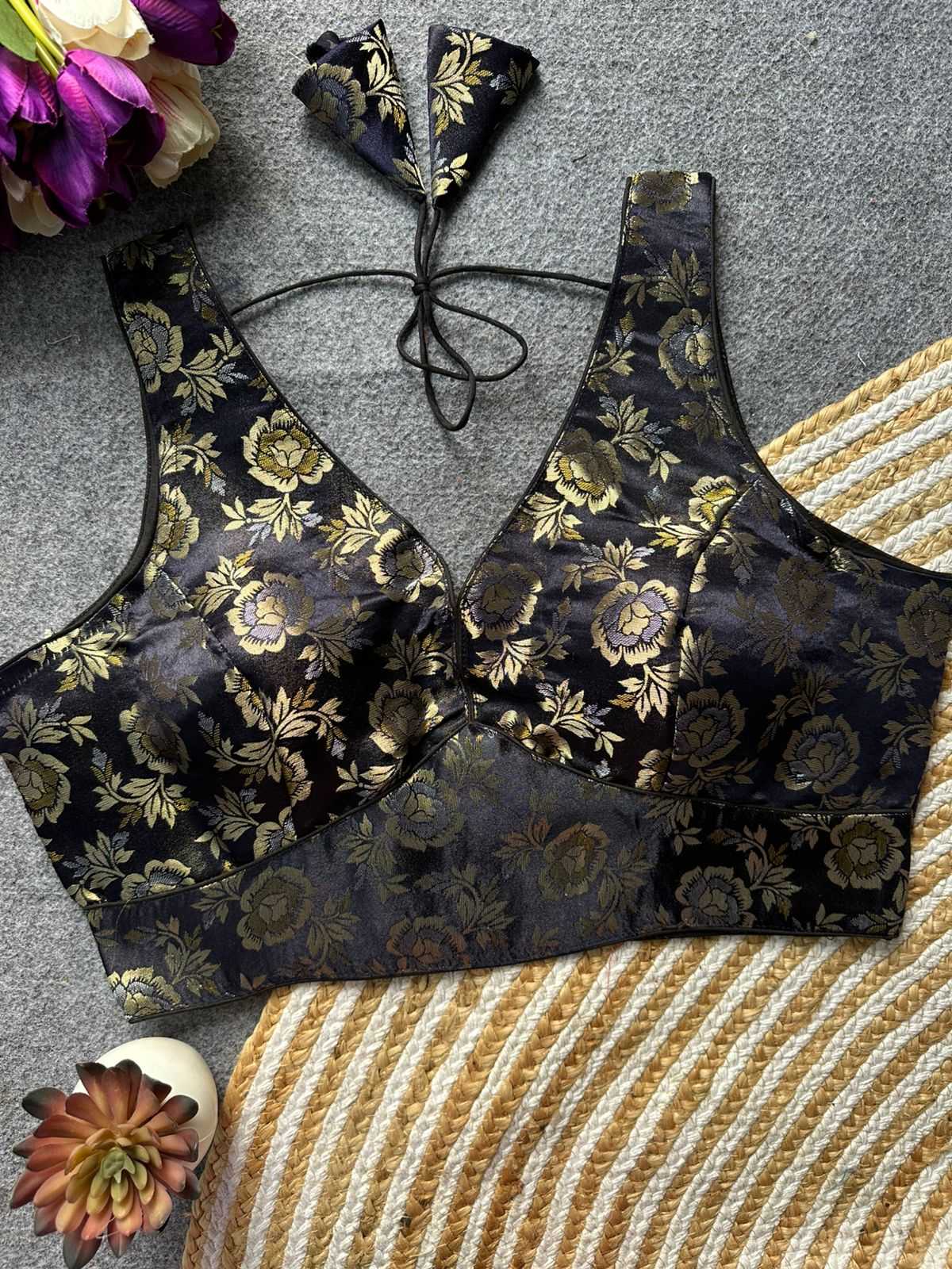 Ynf Jacquard KESH728 104 Readymade Blouses Festive Collections Wholesale V-Neck Blouses Fashion Blouse Navratri Blouses Manufacturer- Kapda Export