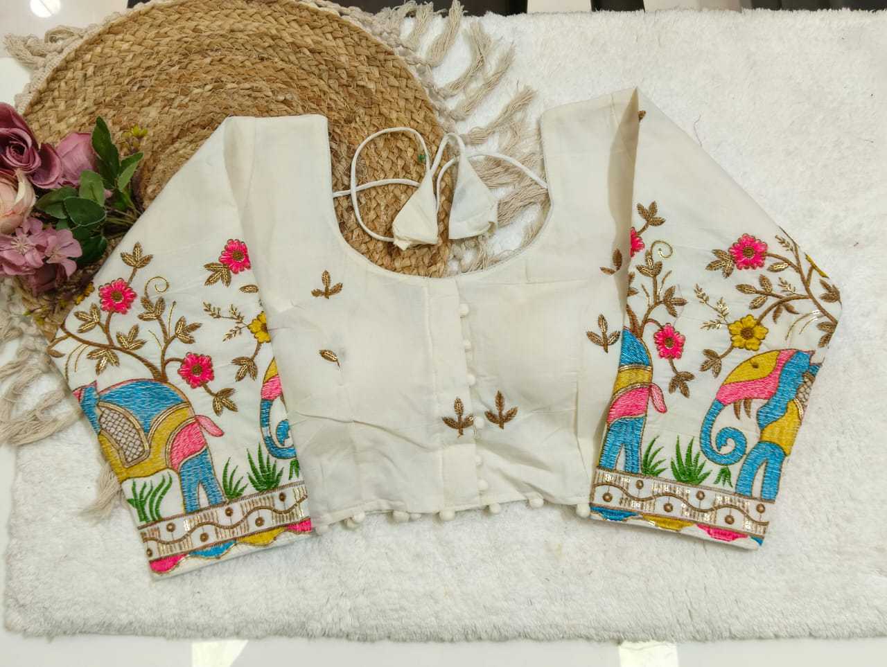 Ynf Khadi Cotton KESH728 112 Readymade Blouses Festive Collections Wholesale Sequence Embroidery Blouse Cotton Blouse Fashion Blouse Manufacturer- Kapda Export