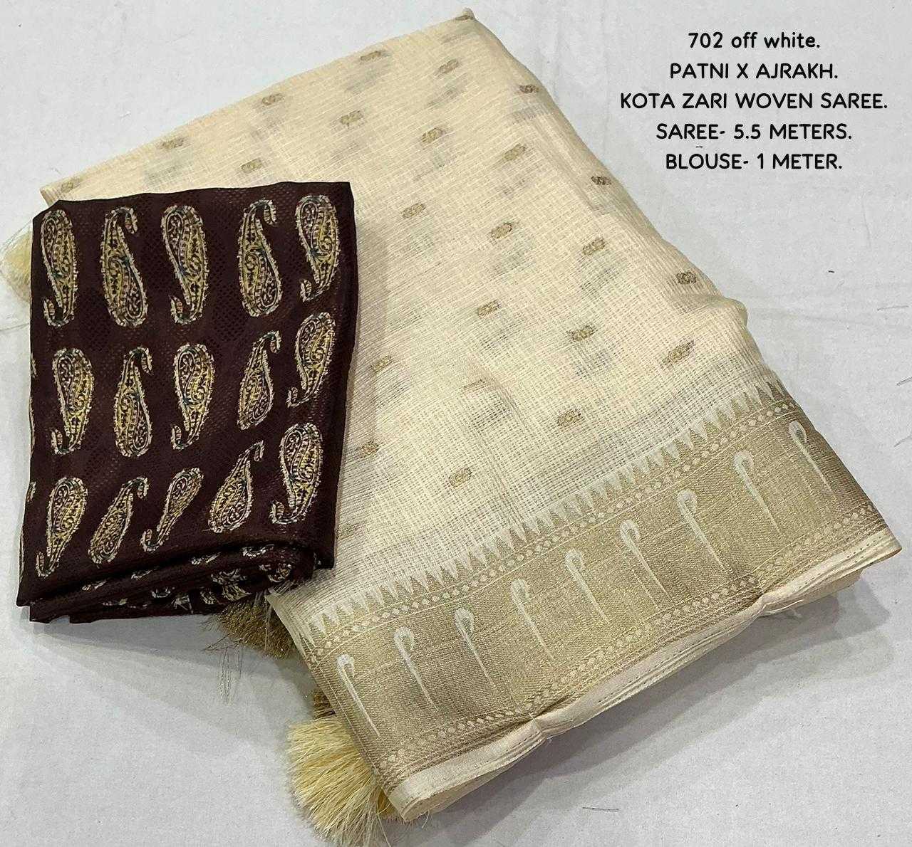 Ynf Kota Chex KESH433 702 Sarees Wholesale Printed Sarees Ajrakh Sarees Zari Sarees Manufacturer- Kapda Export