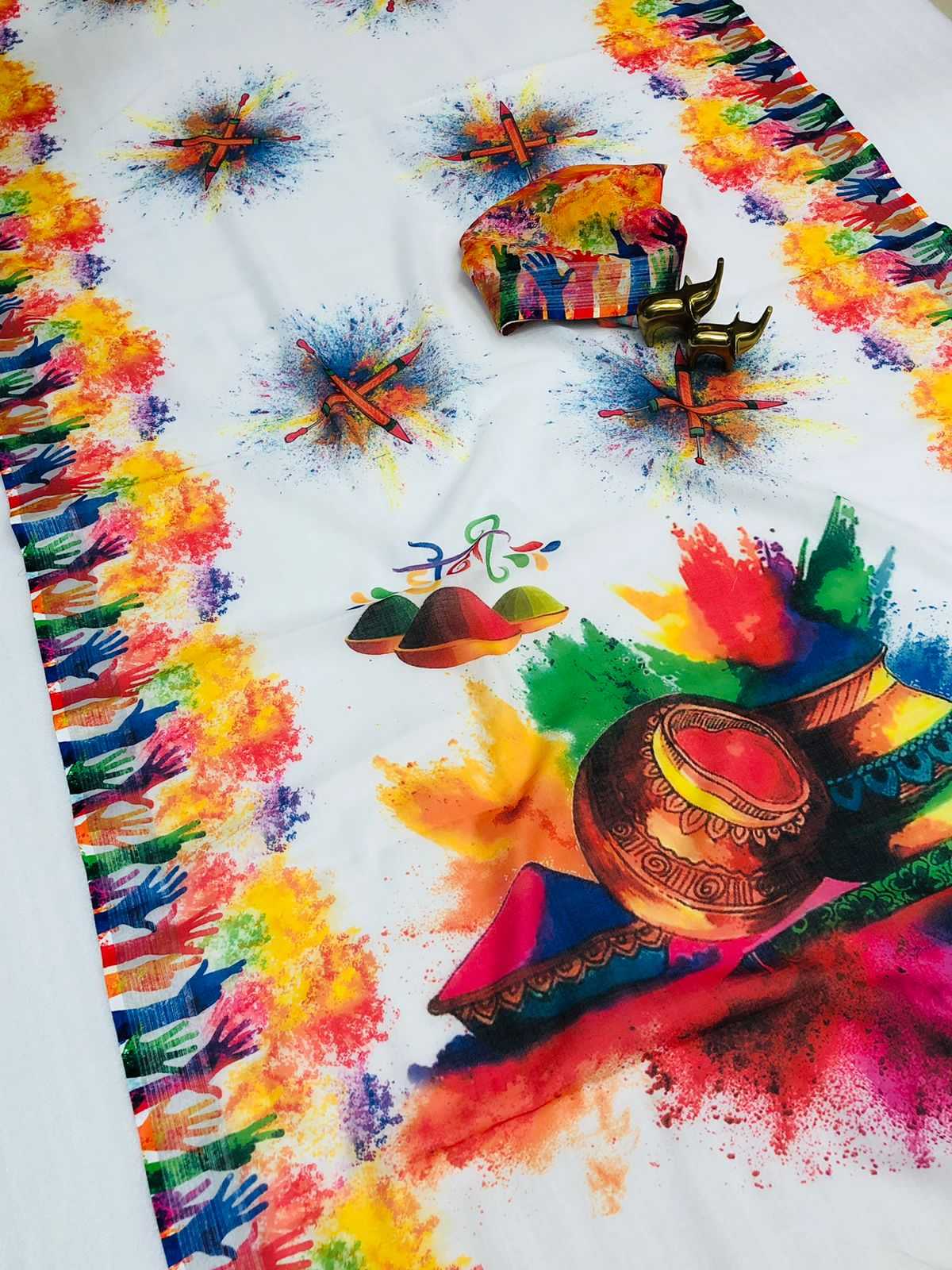 Ynf Linen KESH673 HOLI SPECIAL Sarees Festive Collections Wholesale Printed Sarees Linen Sarees Holi Collections Manufacturer- Kapda Export