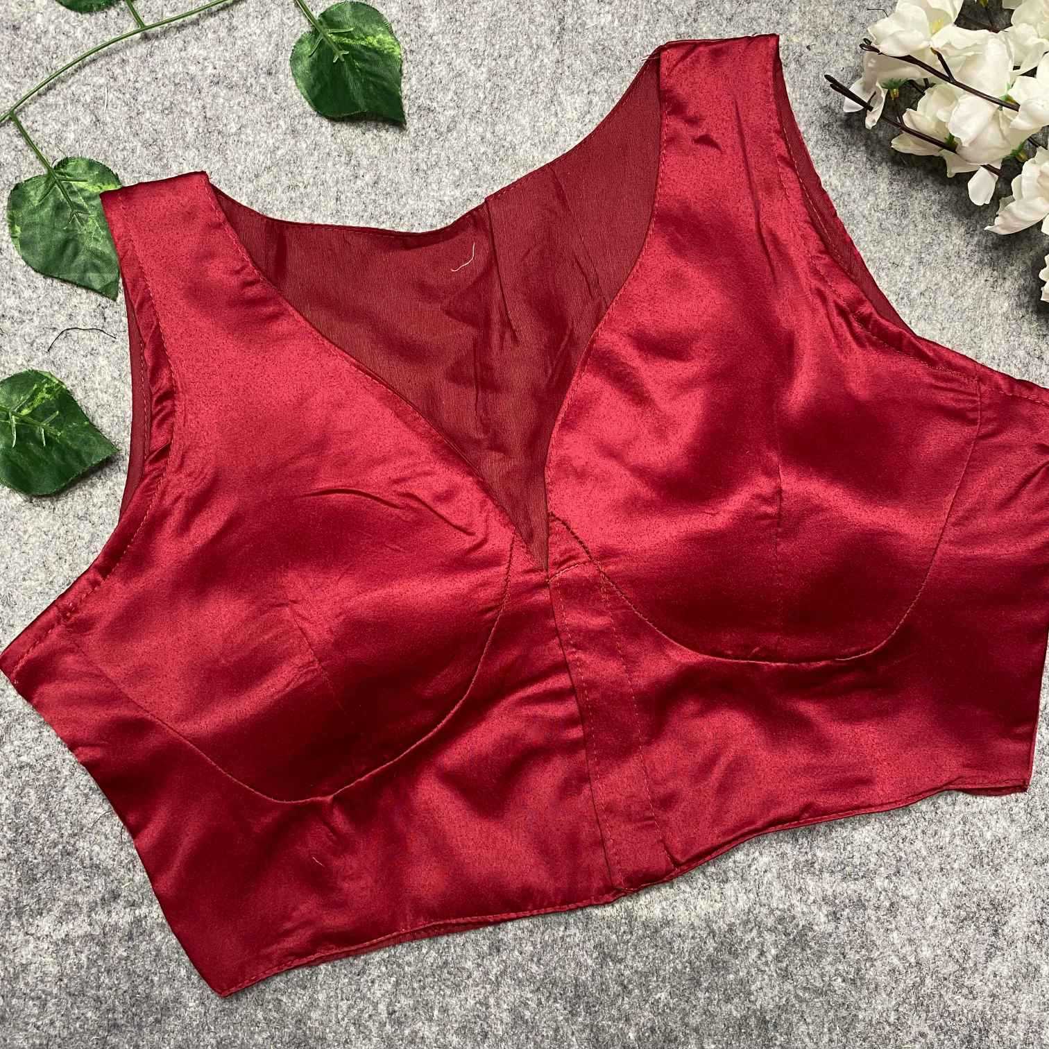 Ynf Malay Satin Silk KESH411 Satin Readymade Blouses Wholesale V-Neck Blouses Designer Blouse Fashion Blouse Manufacturer- Kapda Export