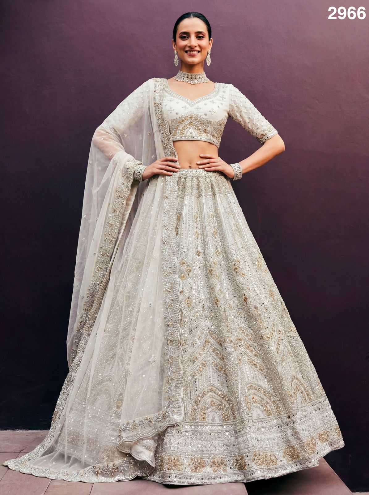 Ynf Net KESH530 2966 Lehengas Wholesale Embroidered Lehenga Mirror Work Lehenga Zari Work Lehenga Manufacturer- Kapda Export