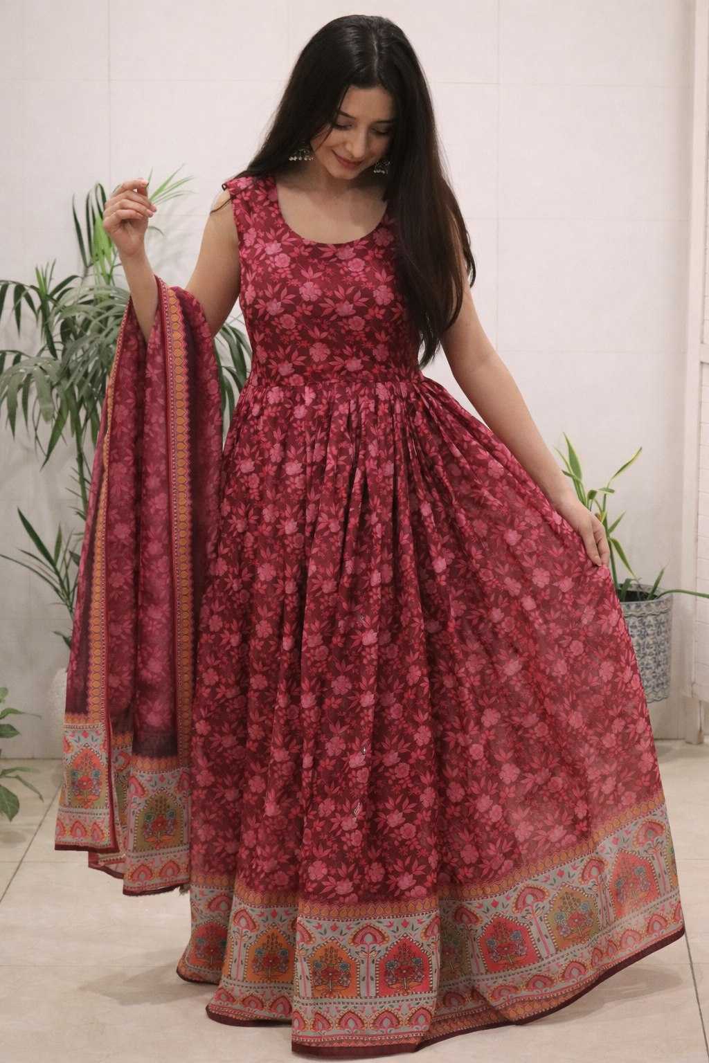Ynf Organza Gowns Wholesale Printed Gowns Designer Gowns Silk Gowns Manufacturer- Kapda Export