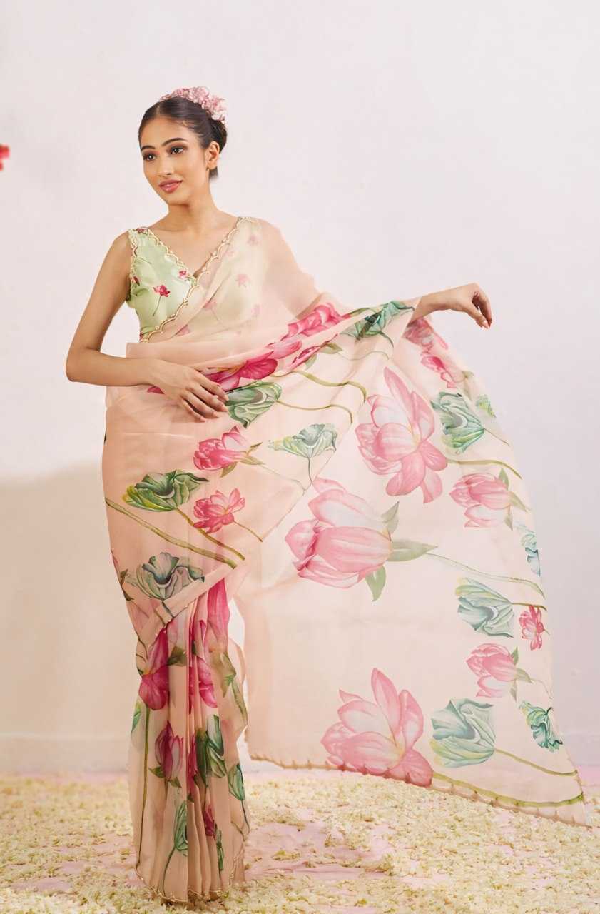 Ynf Organza Silk KESH606 sc -493 Sarees Wholesale Ready To Wear Sarees Printed Sarees Hand Work Sarees Manufacturer- Kapda Export