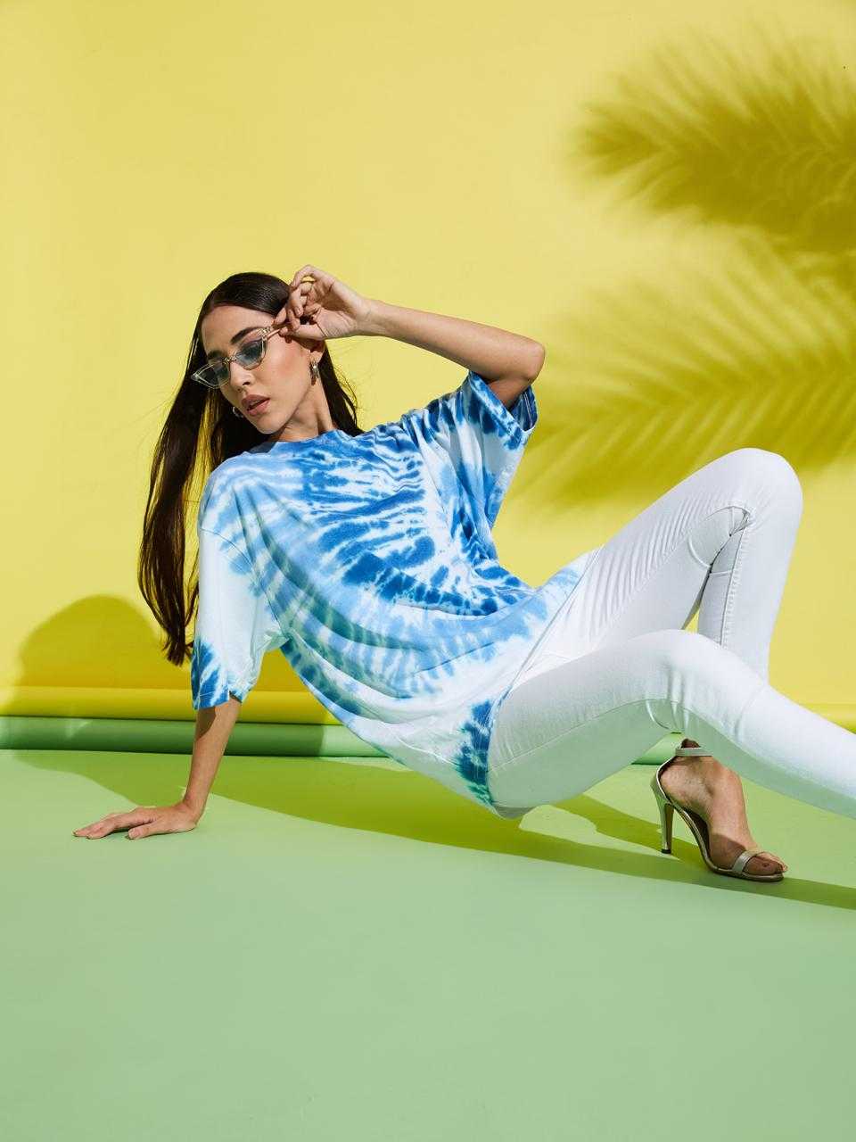 Ynf Premium Silk KESH544 Tie-Dye Western Wears Wholesale Co-ord Set Tops Women Shirts Manufacturer- Kapda Export