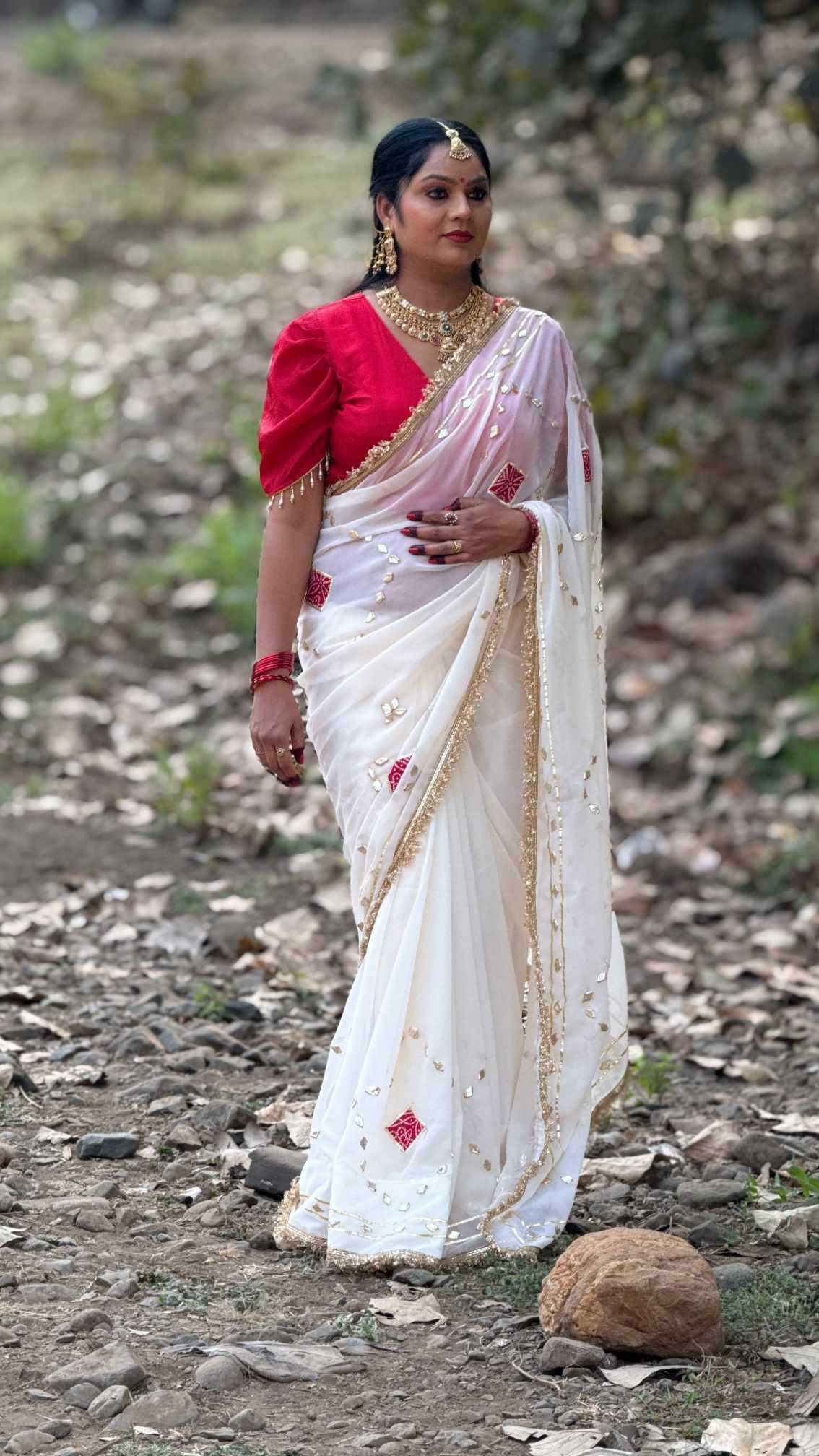 Ynf Pure Chiffon KESH576 najmeen Sarees Wholesale Fancy Sarees Gota Patti Sarees Bandhani Bandhej Sarees Manufacturer- Kapda Export