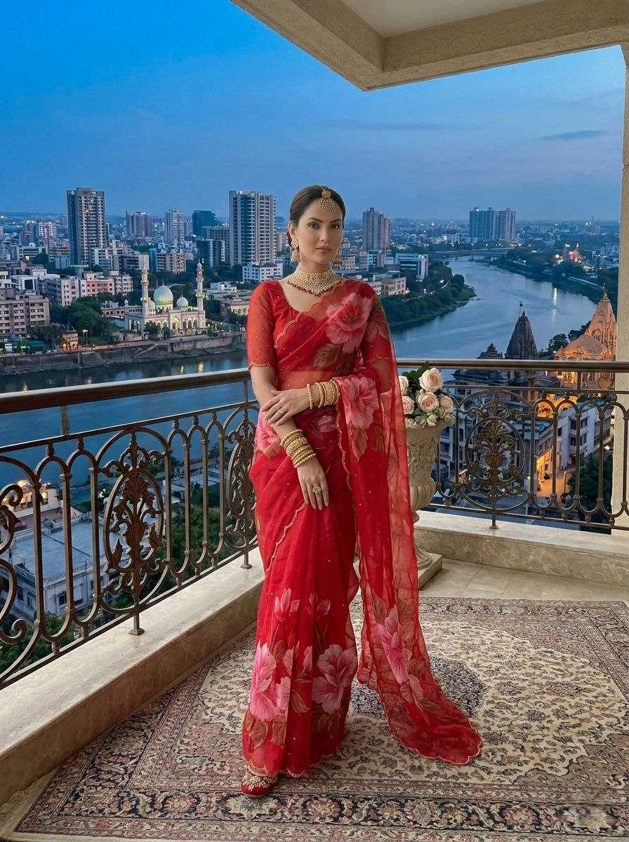 Ynf Pure Chiffon KESH589 Lavisha Sarees Wholesale Printed Sarees Chiffon Sarees Embroidered Sarees Manufacturer- Kapda Export