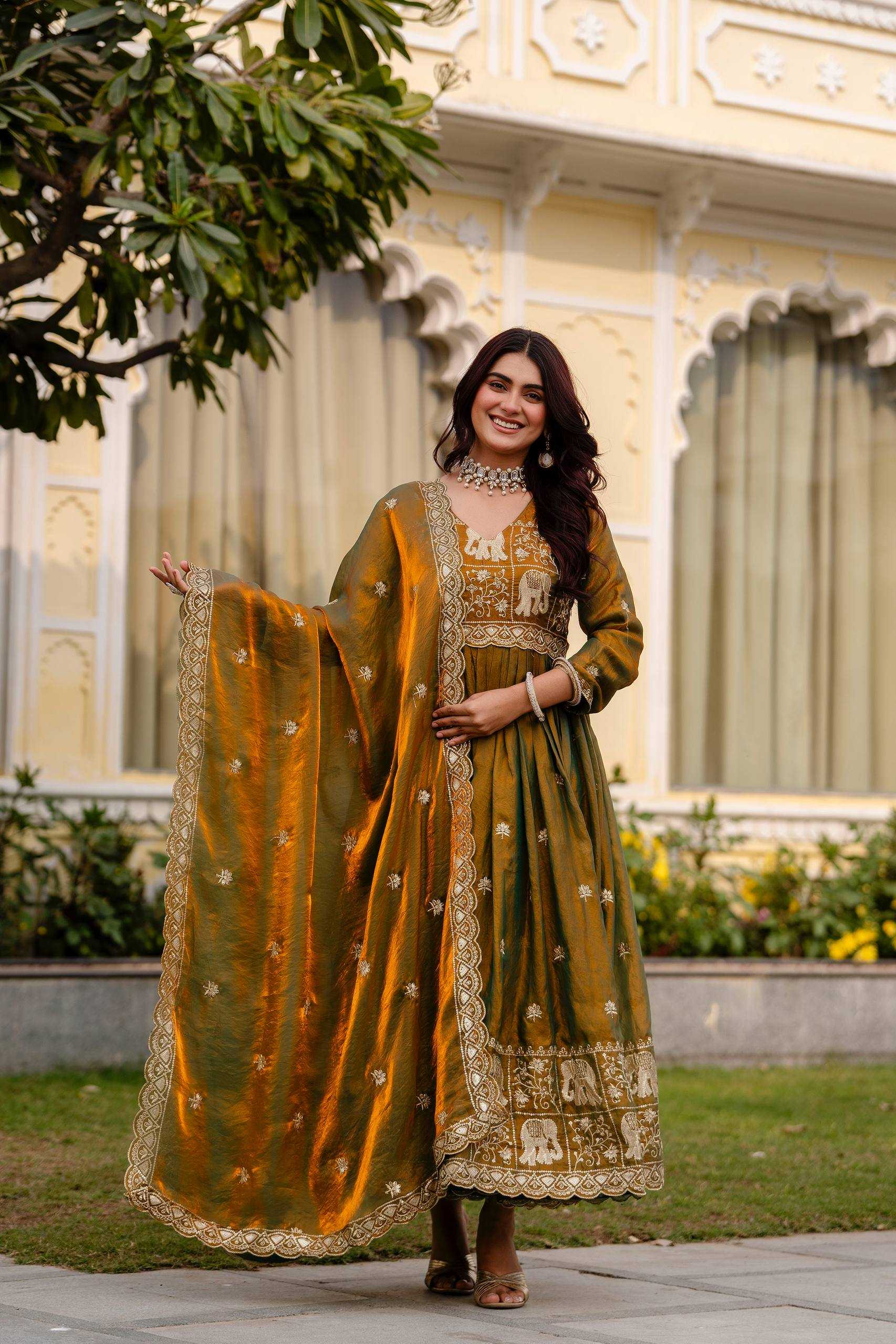 Ynf Satin RIN215 38 Gowns Wedding Collections Festive Collections Wholesale Embroidered Gown Designer Gowns Gown With Dupatta Manufacturer- Kapda Export