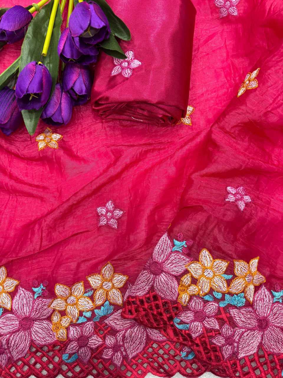 Ynf Satin Silk KESH694 24 Sarees Wholesale Embroidered Sarees Heavy Work Sarees Cutwork Saree Manufacturer- Kapda Export