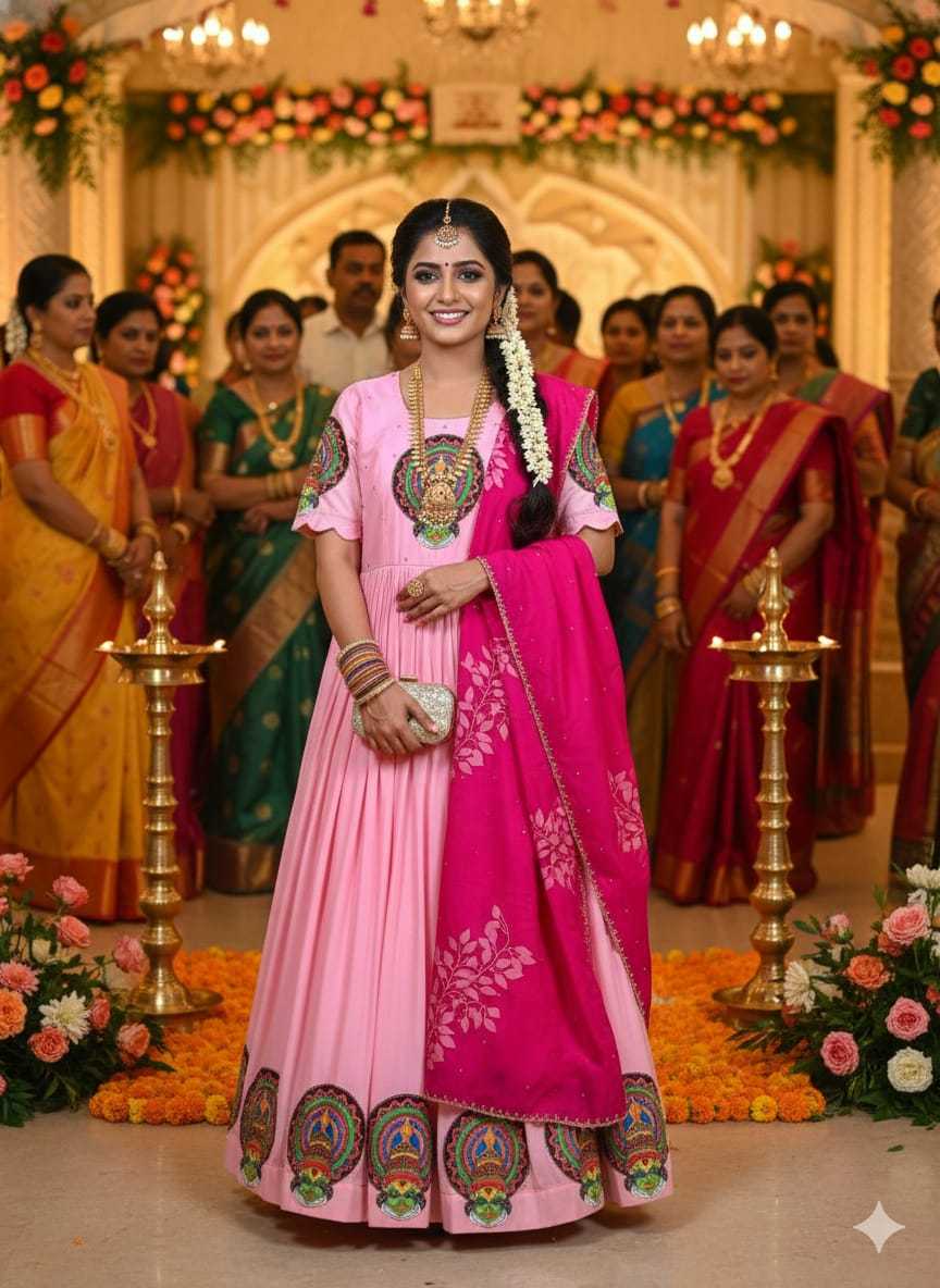 Ynf Silk KESH505 Kathakali-2 Gowns Festive Collections Wholesale Printed Gowns Silk Gowns Gown With Dupatta Manufacturer- Kapda Export