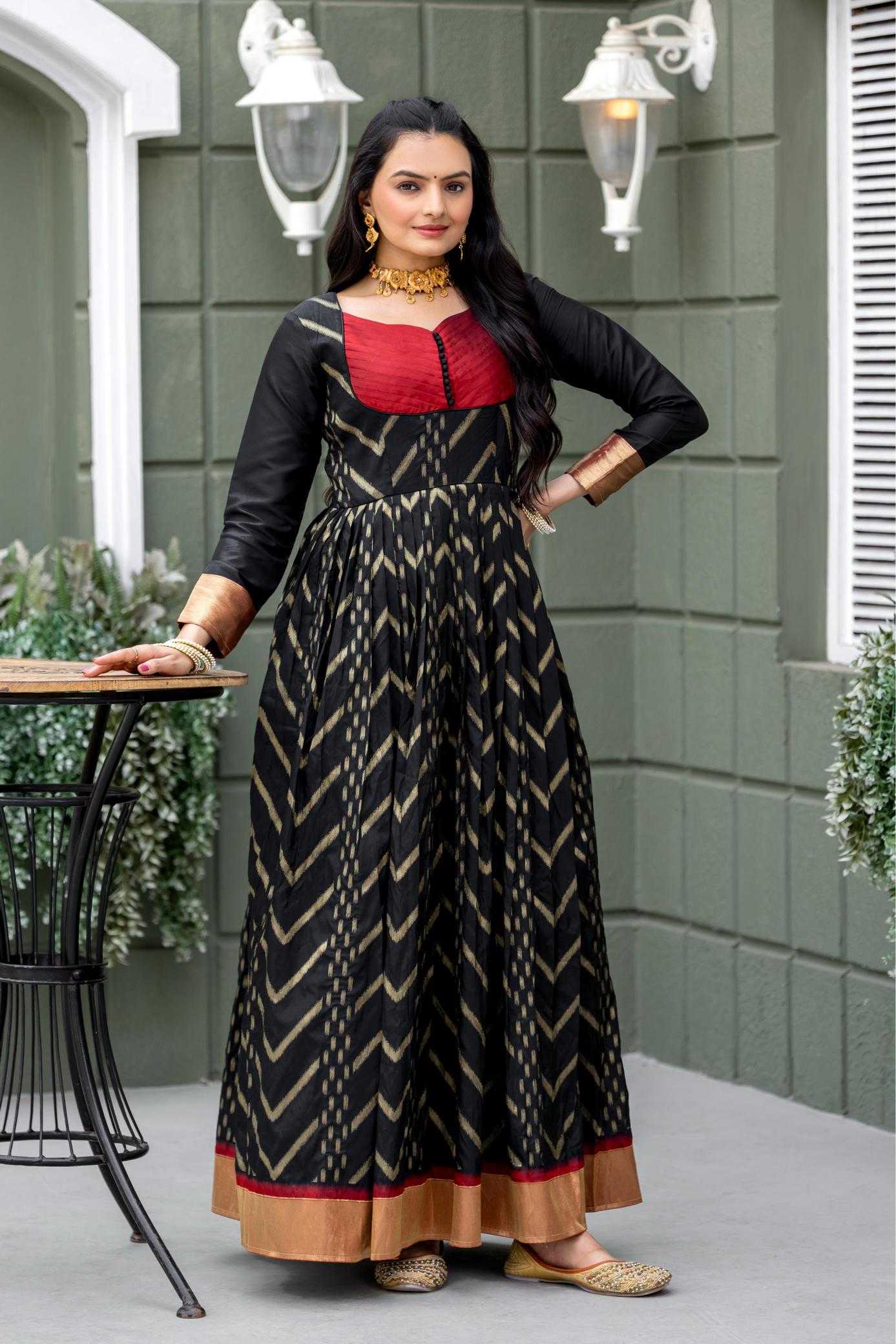 Ynf Soft Silk KESH249 Chic black Gowns Wholesale Printed Gowns Silk Gowns Black Gown Manufacturer- Kapda Export