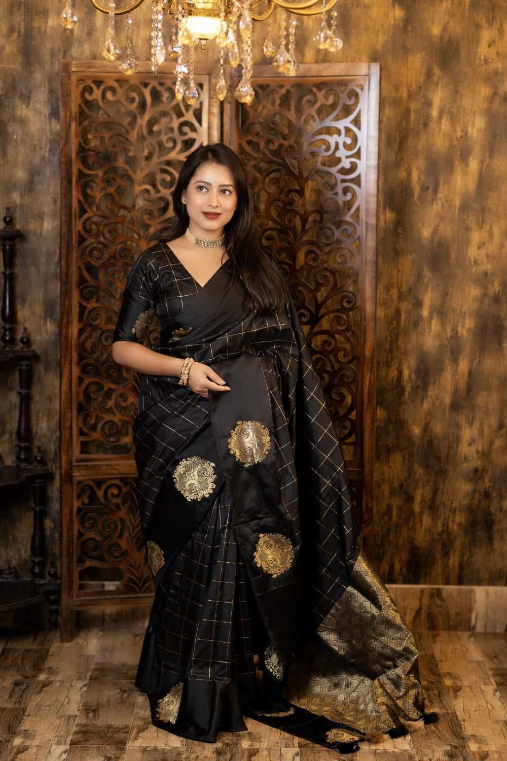 Ynf Soft Silk KESH433 172 Sarees Silk Sarees Wholesale Party Wear Sarees Black Sarees Designer Silk Sarees Manufacturer- Kapda Export