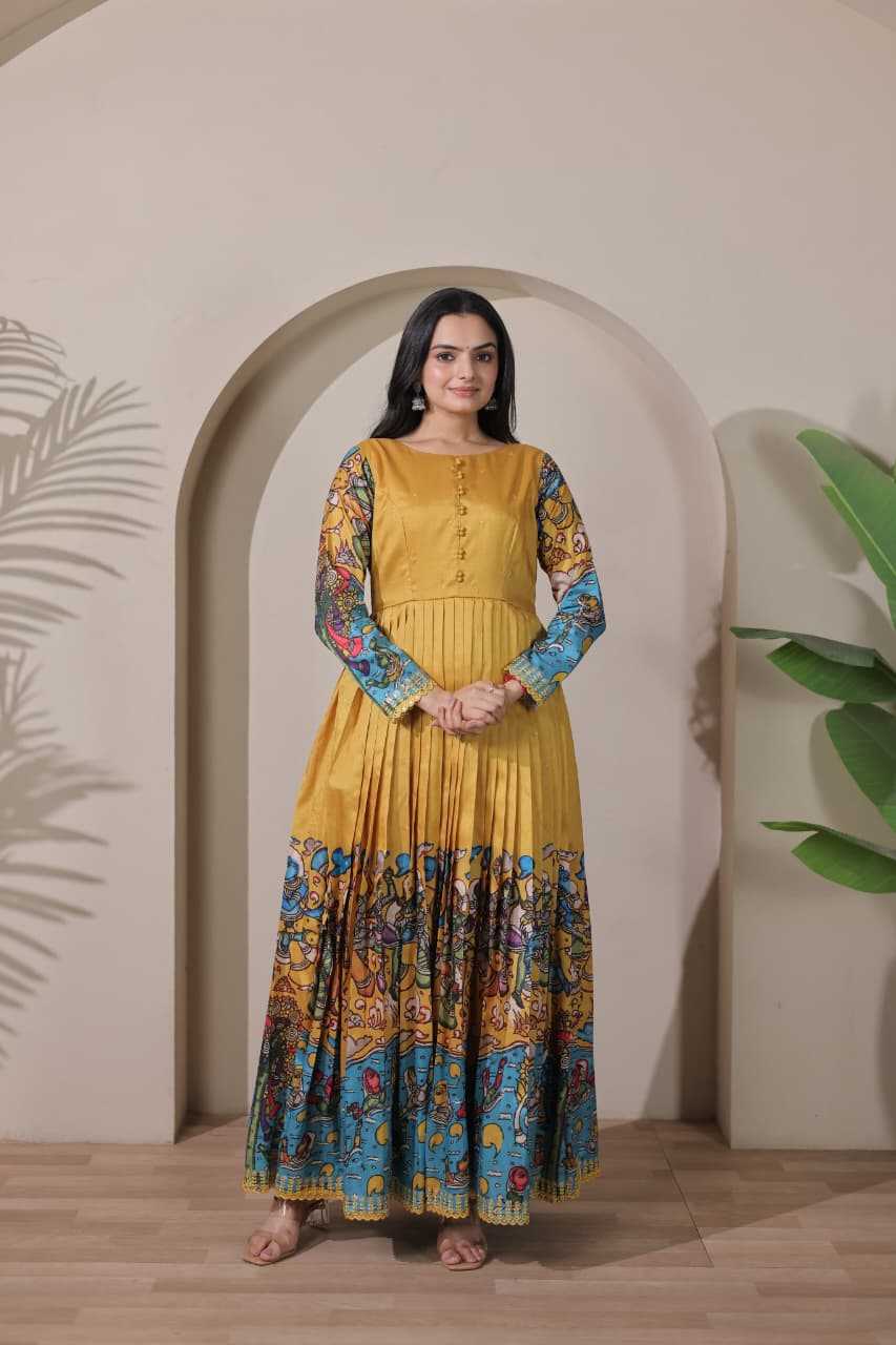Ynf Tussar Silk KESH249 2096 Gowns Festive Collections Wholesale Embroidery Gowns Silk Gowns Fit And Flare Gowns Manufacturer- Kapda Export