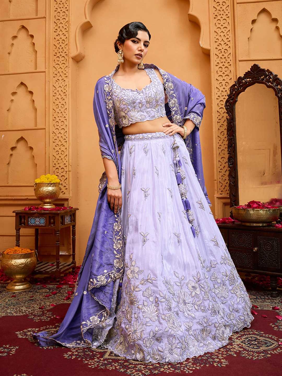 Ynf Tussar Silk KESH530 6139 Lehengas Wholesale Traditional Lehenga Embroidered Lehenga Sequins Lehenga Manufacturer- Kapda Export