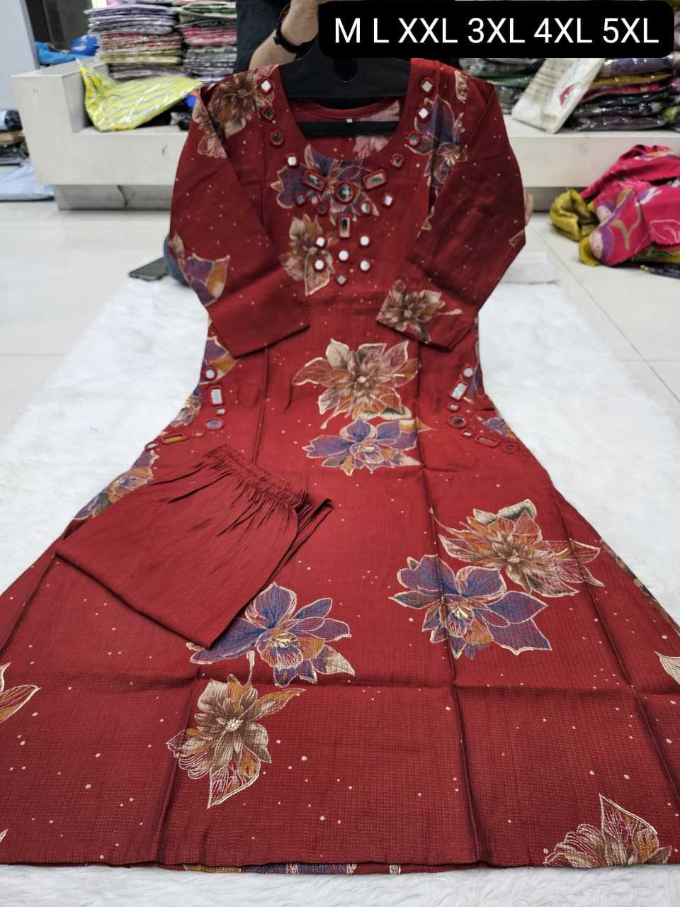 Ynf Viscose KESH720 TWO Kurti Wholesale Designer Kurtis Mirror Work Kurti Kurti With Palazzo Manufacturer- Kapda Export