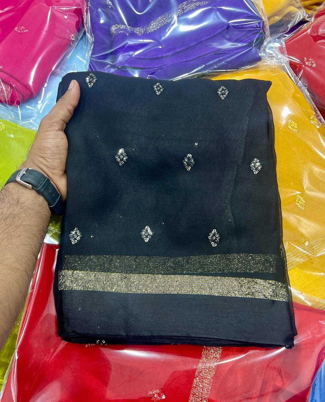 Ynf Viscouse Crushed Georgette KESH691 137 Sarees Festive Collections Wholesale Georgette Sarees Sequin Sarees Viscose Saree Manufacturer- Kapda Export