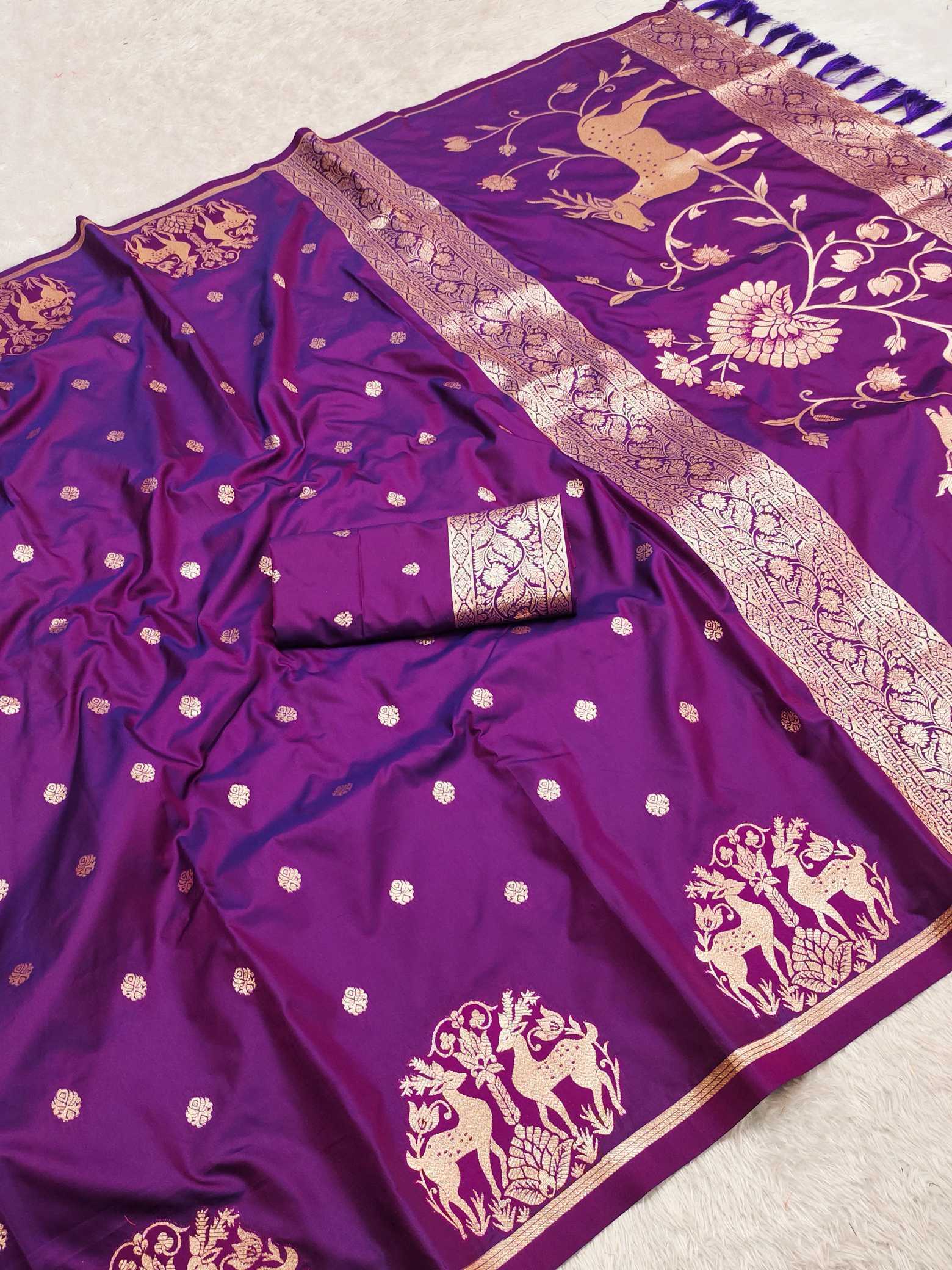 Ynf Banarasi Soft Silk KESH700 Hiran Silk Sarees Wholesale Banarasi Silk Sarees Soft Silk Sarees Zari Border Silk Sarees Manufacturer- Kapda Export