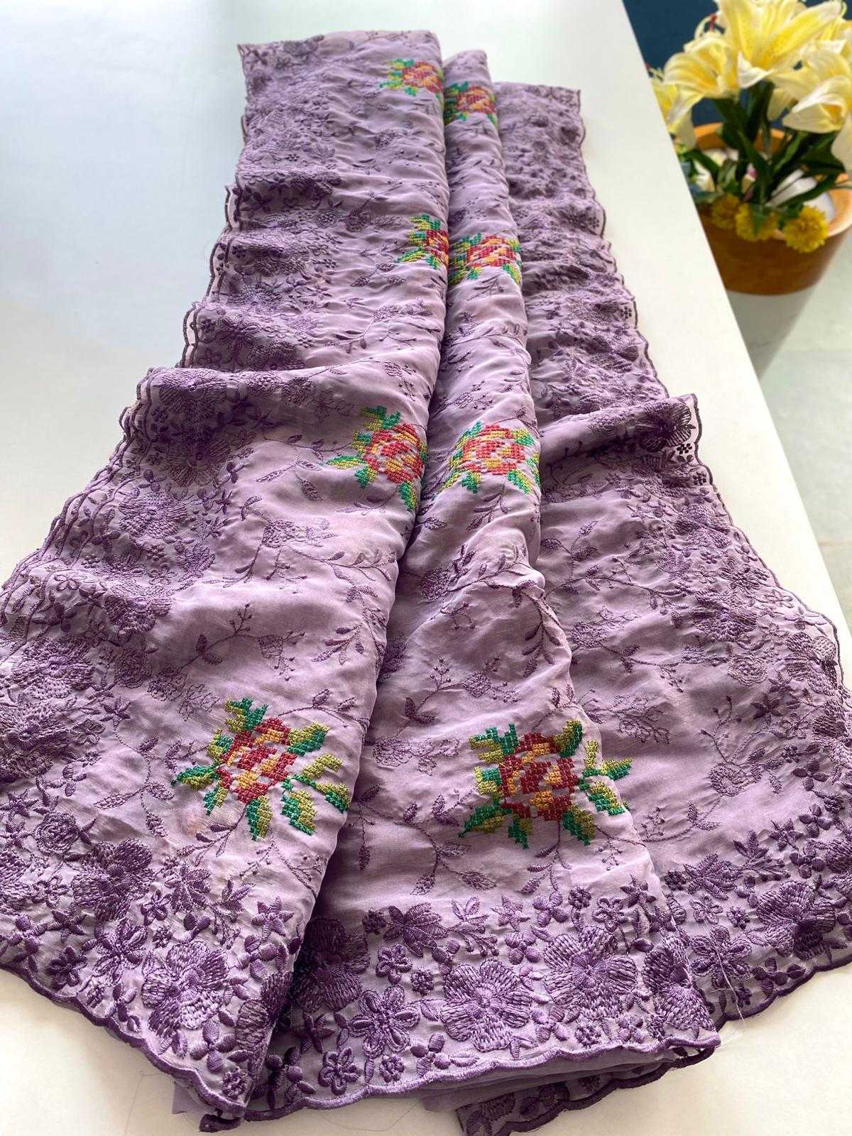 Ynf Chiffon KESH249 Ankita Sarees Wholesale Chiffon Sarees Embroidered Sarees Zari Border Sarees Manufacturer- Kapda Export