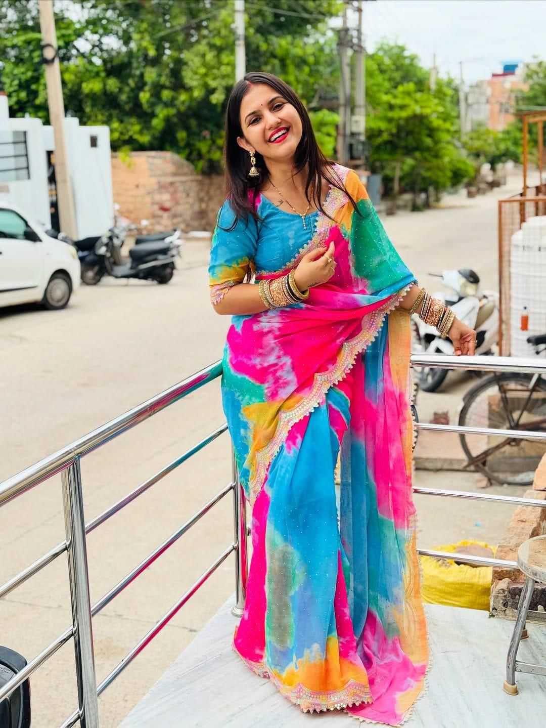 Ynf Chiffon RIN134 SAVAN Sarees Wholesale Printed Sarees Chiffon Sarees Embroidered Sarees Manufacturer- Kapda Export