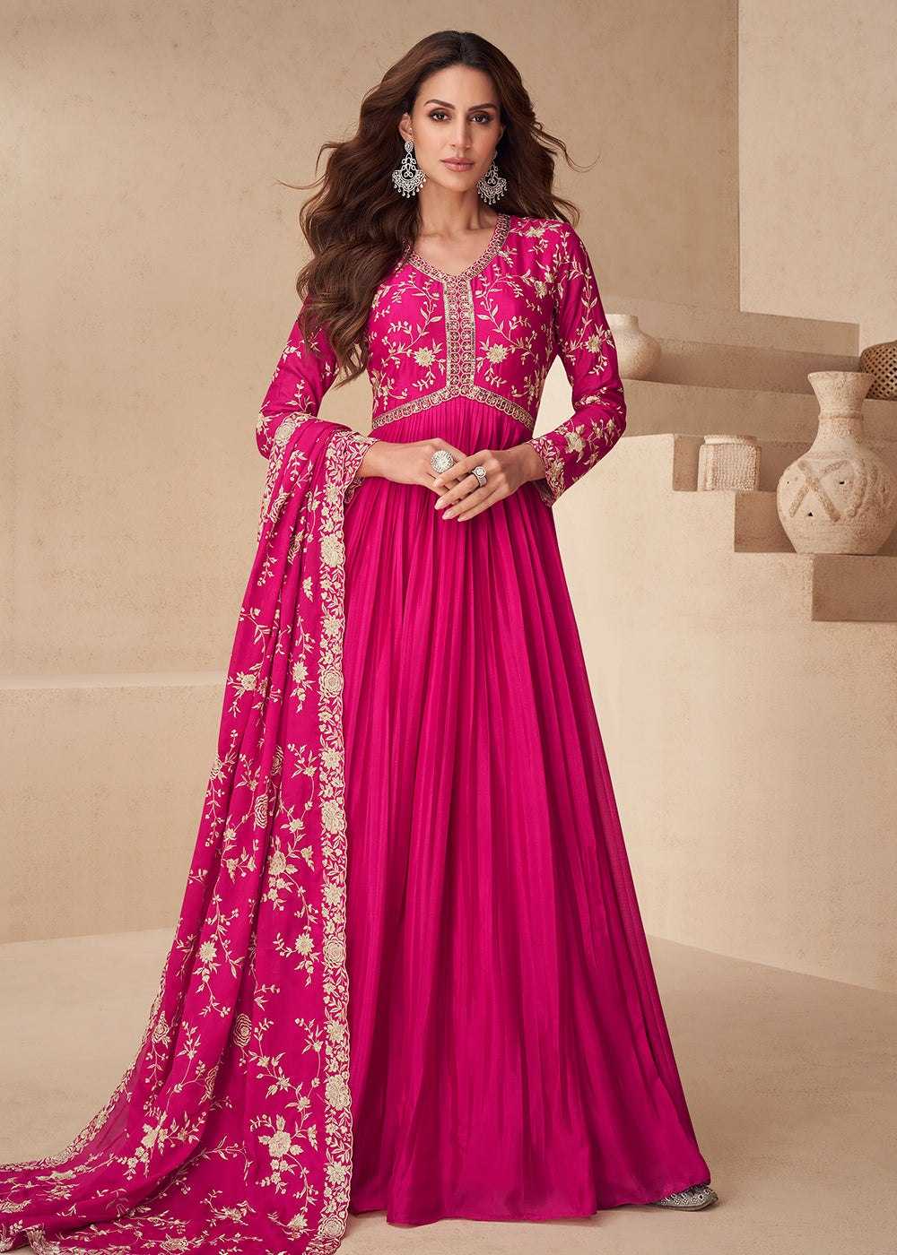 Ynf Chinon KESH546 1246 Gowns Wholesale Embroidery Gowns Party Gowns Designer Gowns Manufacturer- Kapda Export