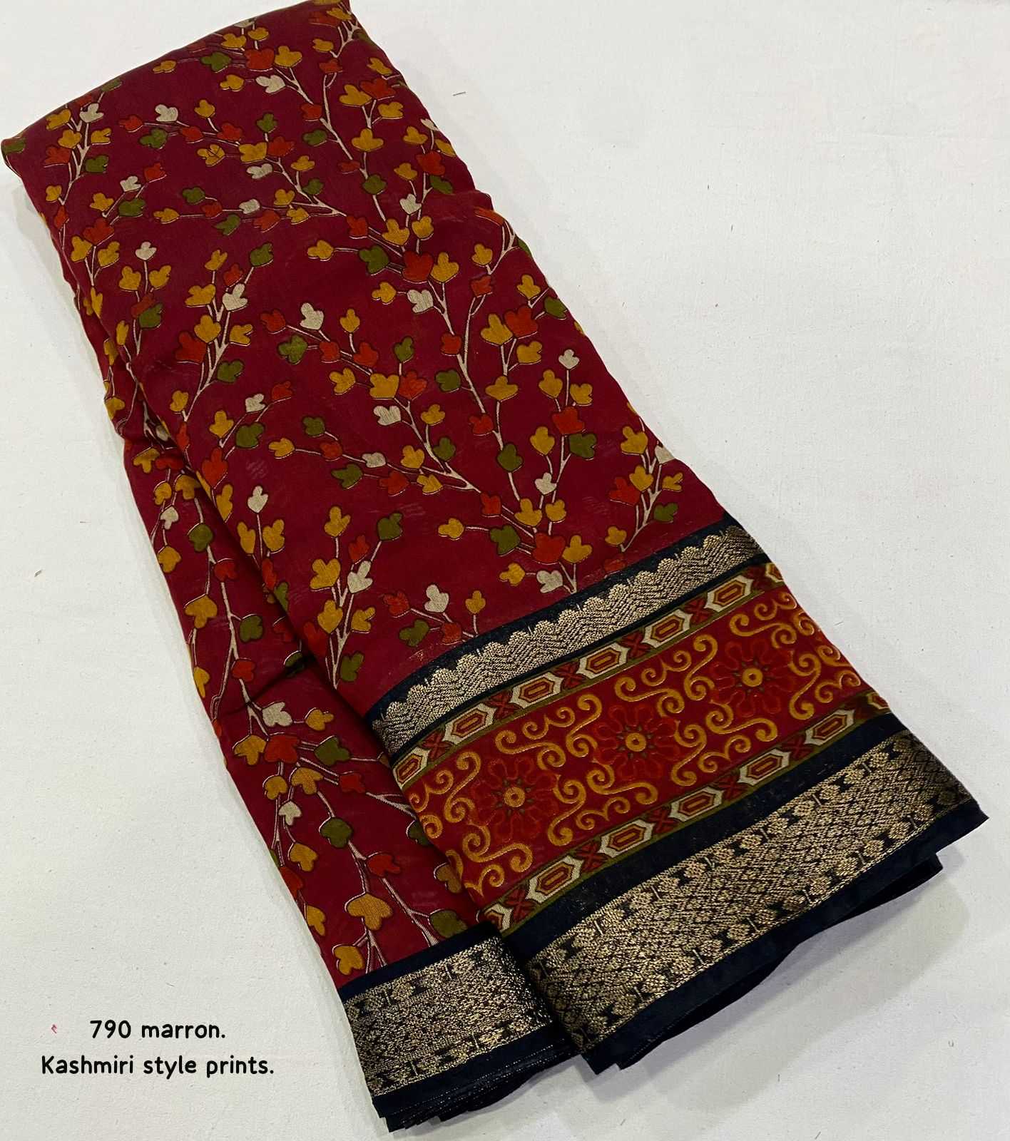 Ynf Cotton KESH433 790 kashmiri style Sarees Wholesale Printed Sarees Zari Border Sarees Cotton Sarees Manufacturer- Kapda Export
