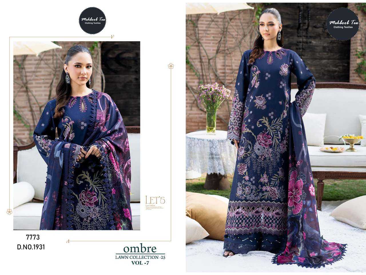 Ynf Cotton KESH677 MEHBOOB TEX OMBRE LAWN COLLECTION -VOL-7 Suits & Dresses Wholesale Embroidery Suits Cotton Suits Designer Suits Manufacturer- Kapda Export