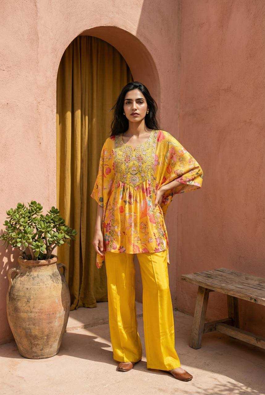 Ynf Crepe KESH501 Crepe Suits & Dresses Wholesale Printed Suits Palazzo Suit Kaftan Dresses Manufacturer- Kapda Export