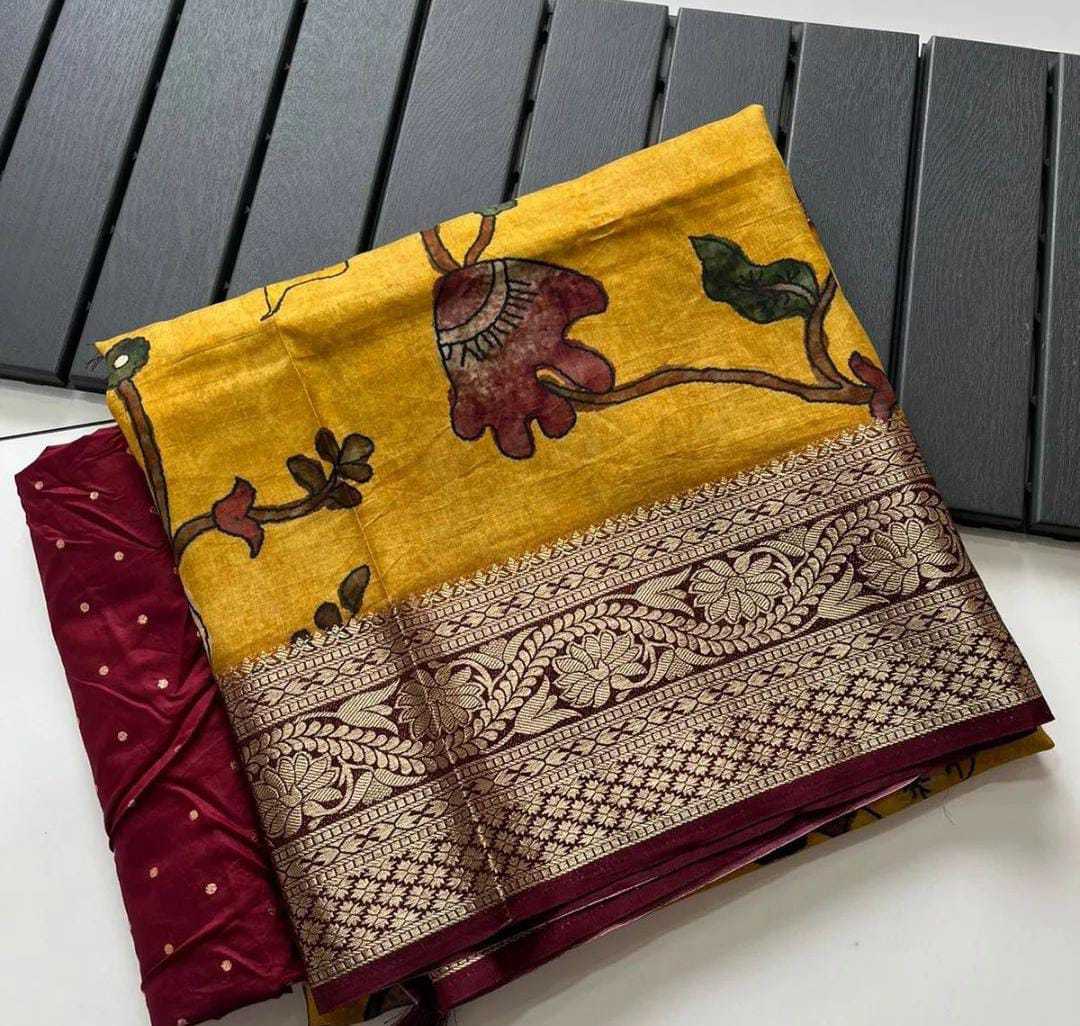 Ynf Dola Silk KESH575 Eshwari Silk Sarees Wholesale Dola Silk Sarees Printed Silk Saree Kalamkari Silk Sarees Manufacturer- Kapda Export