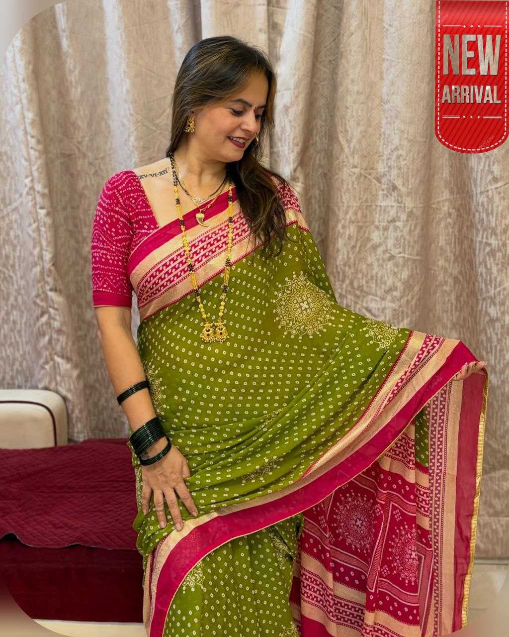 Ynf Dull Moss KESH554 RAMBHA Sarees Wholesale Designer Sarees Traditional Sarees Bandhani Sarees Manufacturer- Kapda Export