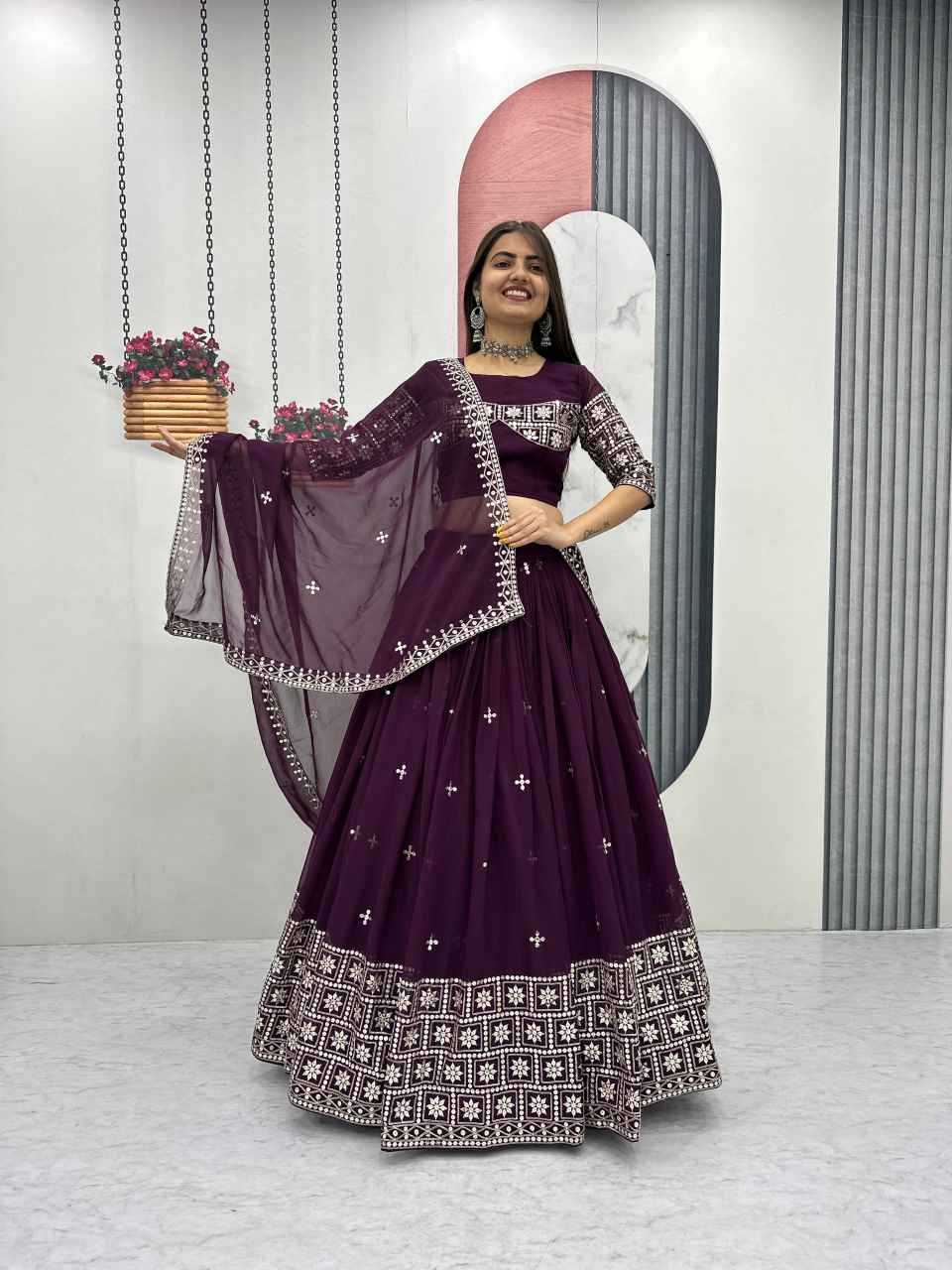 Ynf Faux Georgette KESH497 314 Lehengas Wholesale Wedding Lehenga Georgette Lehenga Sequins Lehenga Manufacturer- Kapda Export
