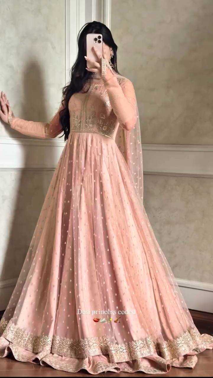Ynf Faux Georgette RIN162 5991 Gowns Wholesale Georgette Gown Wedding Gown Sequin Gowns Manufacturer- Kapda Export