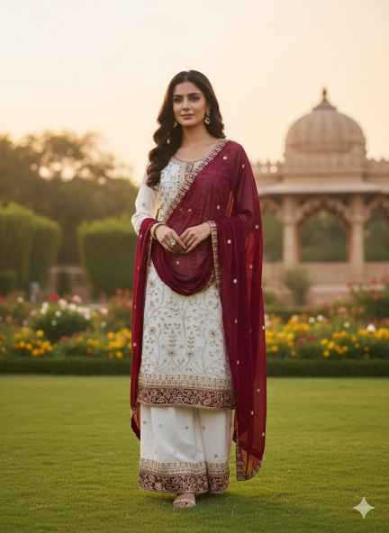 Ynf Faux Georgette RIN212 7103 Suits & Dresses Wholesale Embroidery Suits Palazzo Suit Georgette Suit Manufacturer- Kapda Export