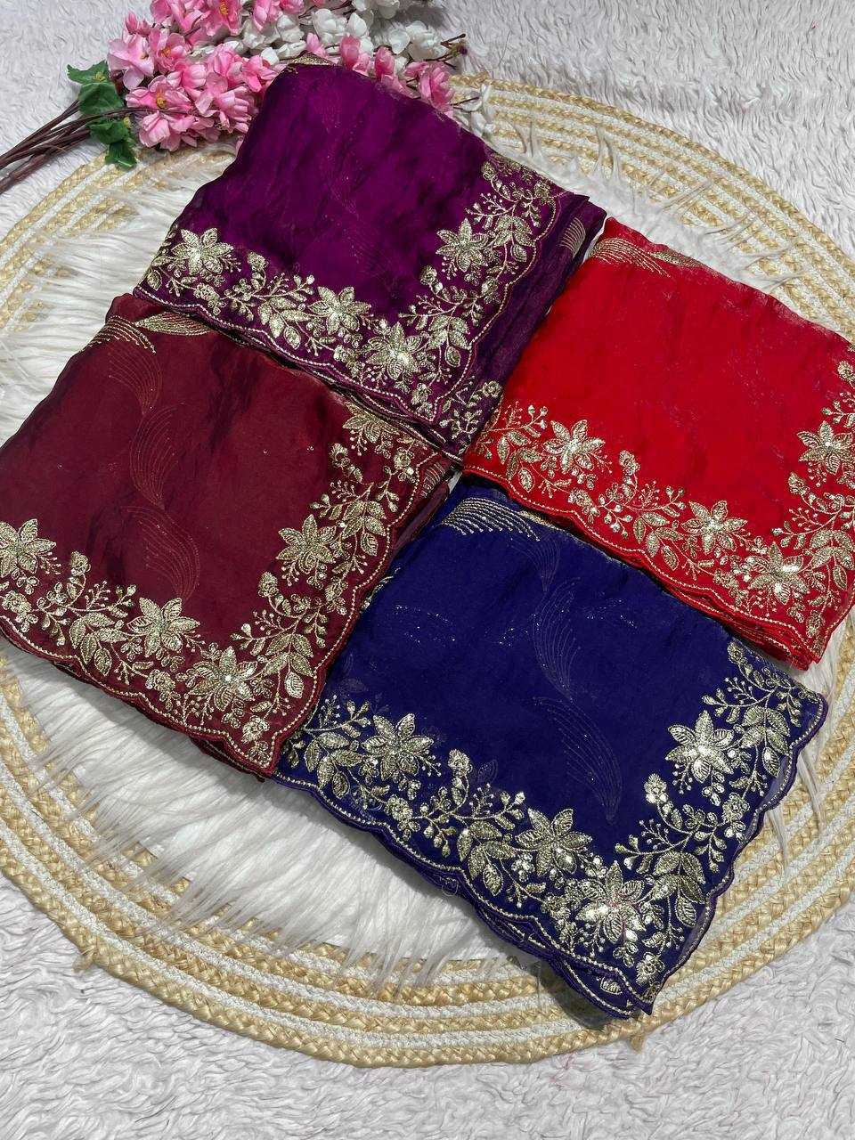 Ynf FENDY RIN230 629 Sarees Wholesale Sequence Sarees Embroidered Sarees Satin Sarees Manufacturer- Kapda Export