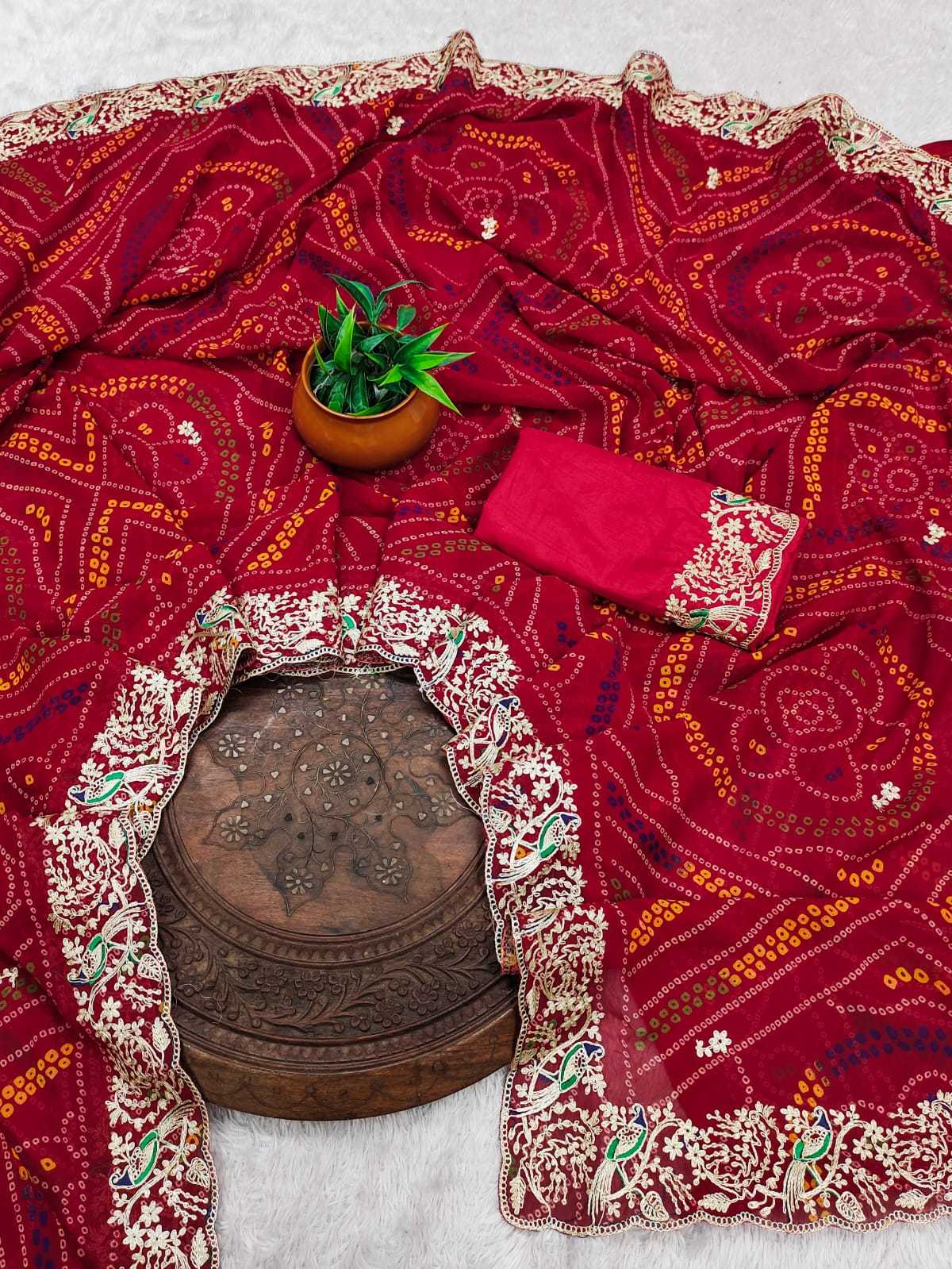 Ynf Georgette KESH675 Rimzim Sarees Wholesale Georgette Sarees Embroidered Sarees Bandhani Sarees Manufacturer- Kapda Export