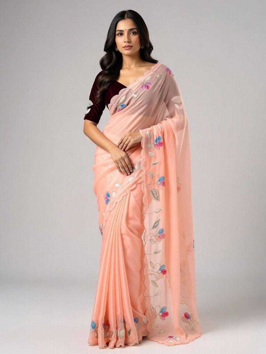 Ynf Georgette KESH681 105 Sarees Festive Collections Wholesale Georgette Sarees Floral Sarees Cutwork Saree Manufacturer- Kapda Export