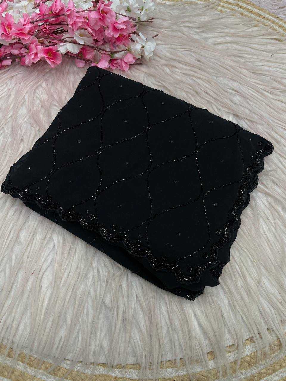 Ynf Georgette RIN230 742 Sarees Wholesale Georgette Sarees Hand Work Sarees Cutwork Saree Manufacturer- Kapda Export