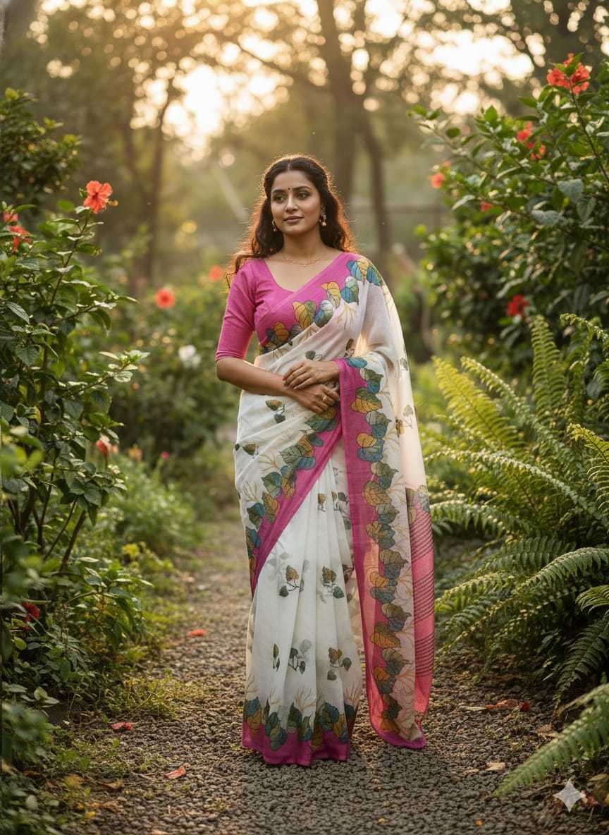 Ynf Linen KESH682 Akshita Sarees Festive Collections Wholesale Printed Sarees Linen Sarees Onam Collections Manufacturer- Kapda Export