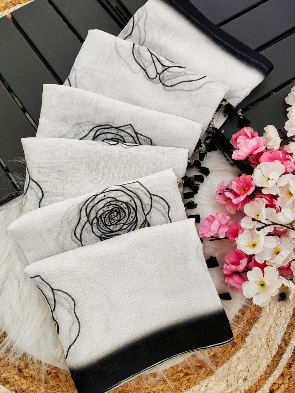 Ynf Linen KESH682 Rose Sarees Festive Collections Wholesale Designer Sarees Linen Sarees Onam Collections Manufacturer- Kapda Export