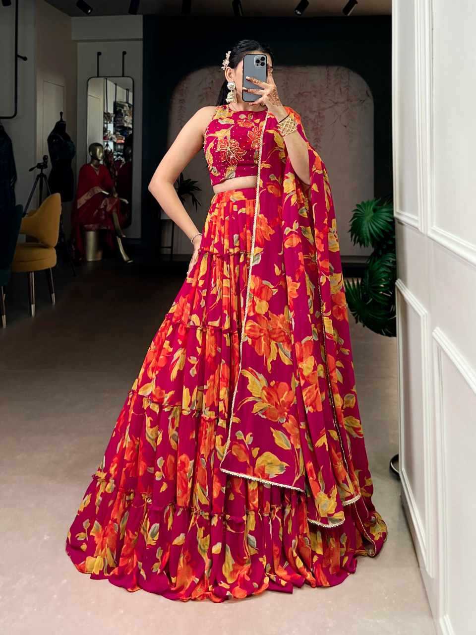 Ynf Motedo KESH134 LNB1145PNK Lehengas Wholesale Fancy Lehenga Embroidered Lehenga Floral Lehenga Manufacturer- Kapda Export