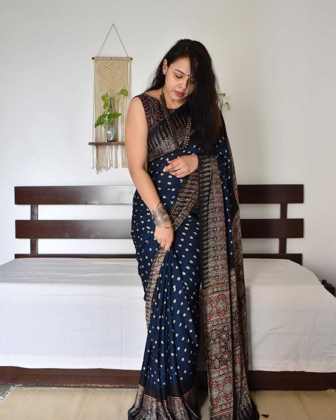 HAND BLOCK PRINTED SILK SAREE