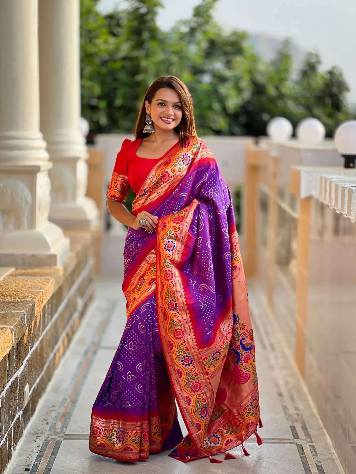 Ynf Paithani Silk KESH700 Bandhani Paithani Silk Sarees Wholesale Paithani Sarees Soft Silk Sarees Designer Silk Sarees Manufacturer- Kapda Export