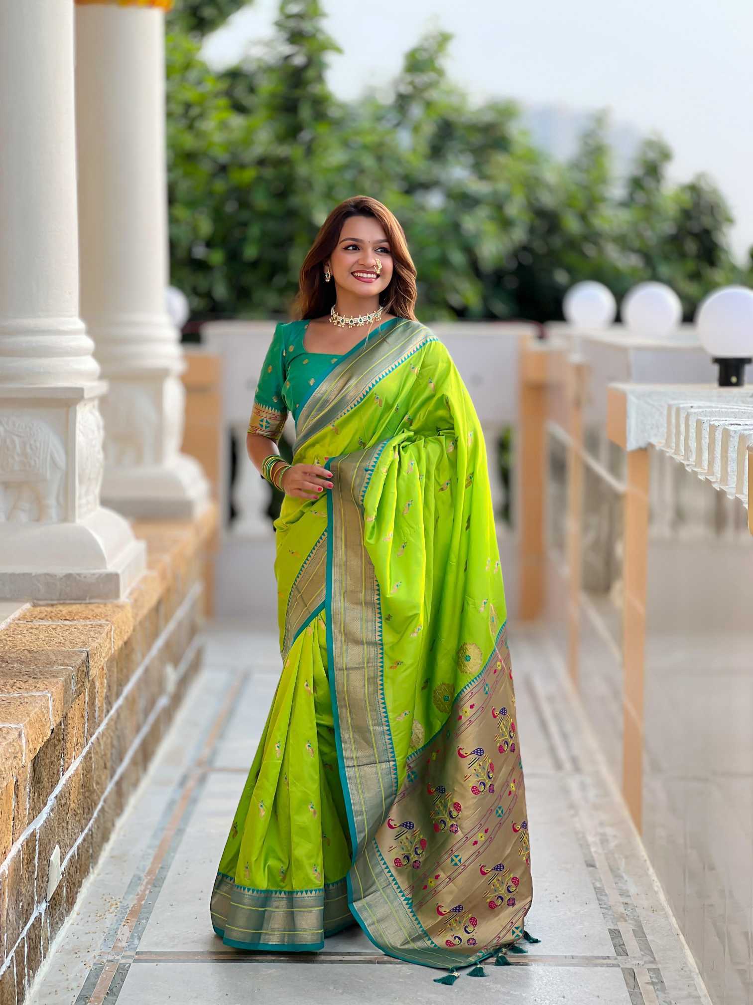 Ynf Paithani Silk KESH700 Peacock Paithani Silk Sarees Wholesale Paithani Sarees Soft Silk Sarees Zari Border Silk Sarees Manufacturer- Kapda Export