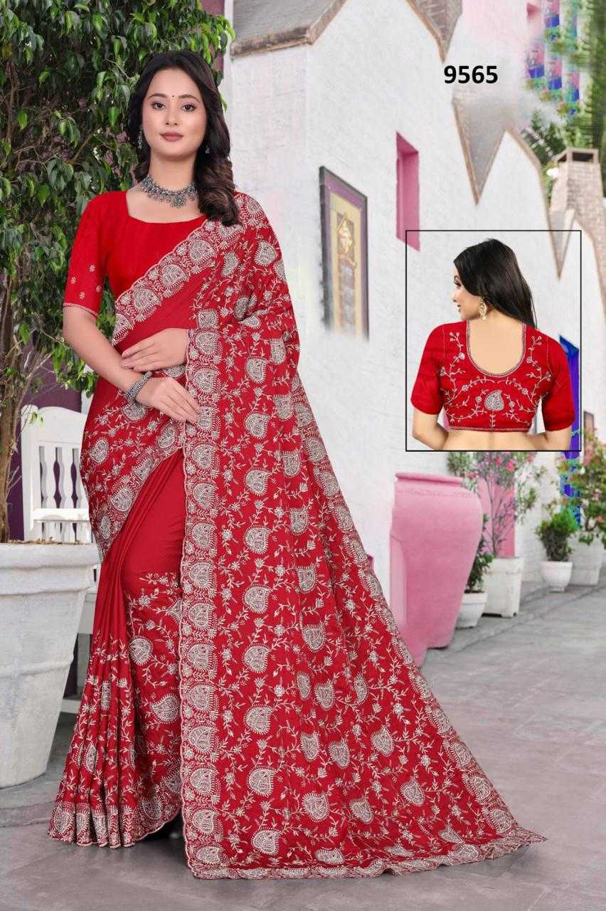 Ynf Satin KESH114 9565 Sarees Wholesale Stone Work Saree Zari Border Sarees Satin Sarees Manufacturer- Kapda Export