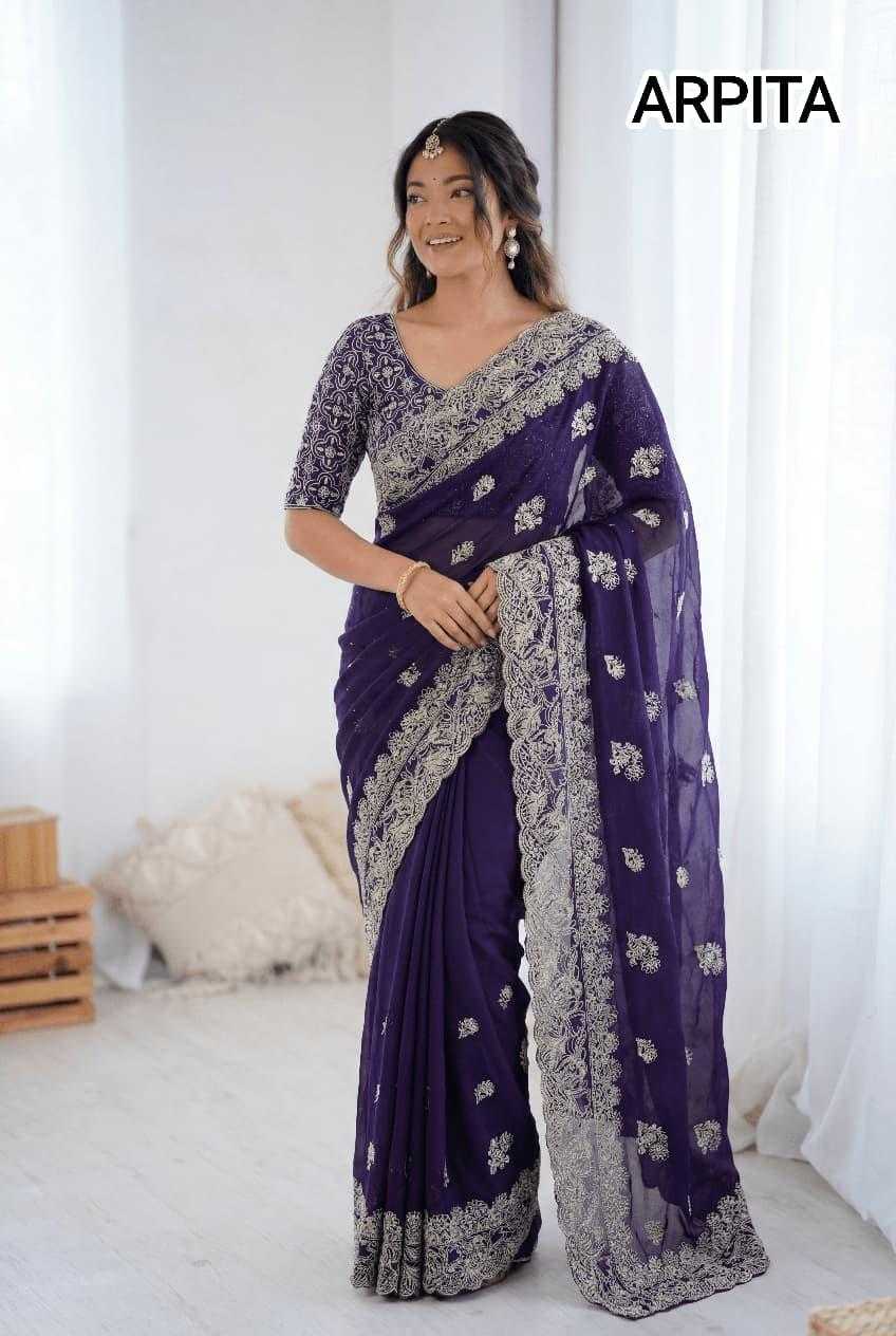 Ynf Satin KESH114 ARPITA Sarees Festive Collections Wholesale Hand Work Sarees Embroidered Sarees Satin Sarees Manufacturer- Kapda Export