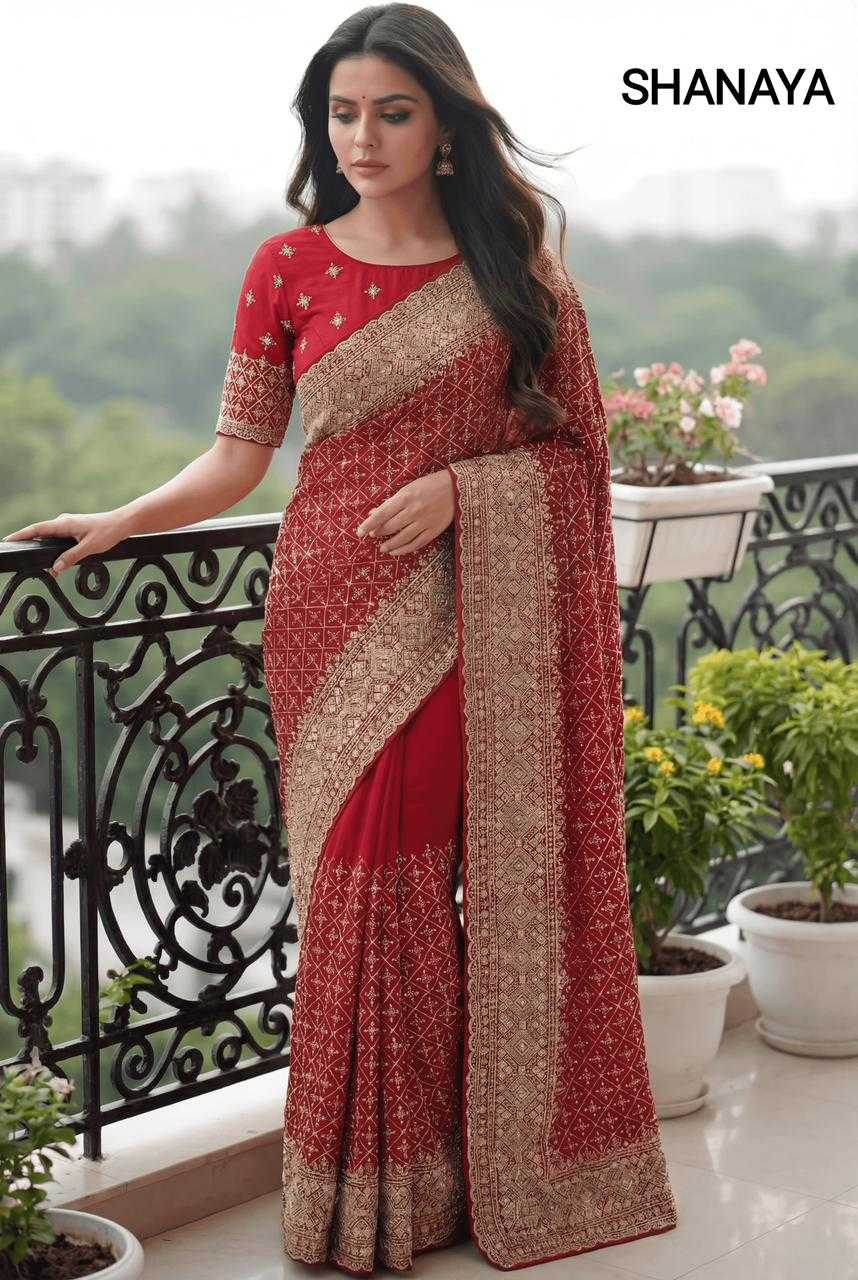 Ynf Satin KESH114 SHANAYA Sarees Wholesale Embroidered Sarees Zari Border Sarees Satin Sarees Manufacturer- Kapda Export