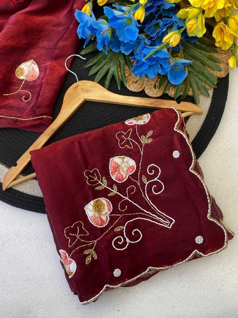 Ynf Satin KESH554 DIL Sarees Wholesale Hand Work Sarees Cutwork Saree Satin Sarees Manufacturer- Kapda Export