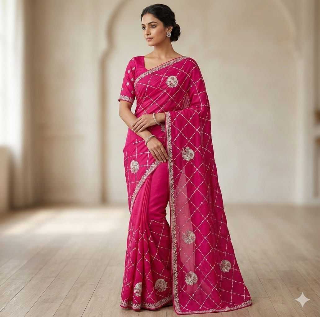 Ynf Satin KESH694 Ailiya Sarees Wholesale Sequence Sarees Embroidered Sarees Satin Sarees Manufacturer- Kapda Export