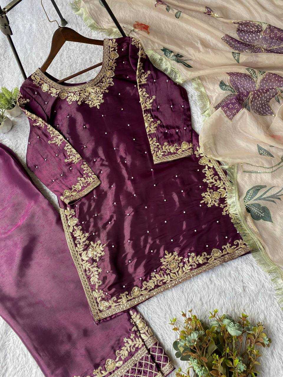 Ynf Silk KESH678 LG-2060 Suits & Dresses Islamic Clothing Wholesale Embroidery Suits Palazzo Suit Wedding Suits Manufacturer- Kapda Export